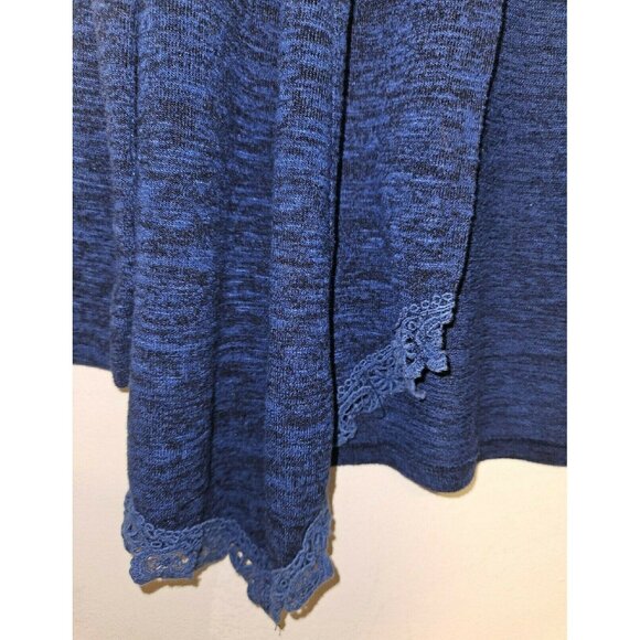 Justice Blue Lace Hem Open Front Cardigan Sweater 8 - Picture 3 of 4